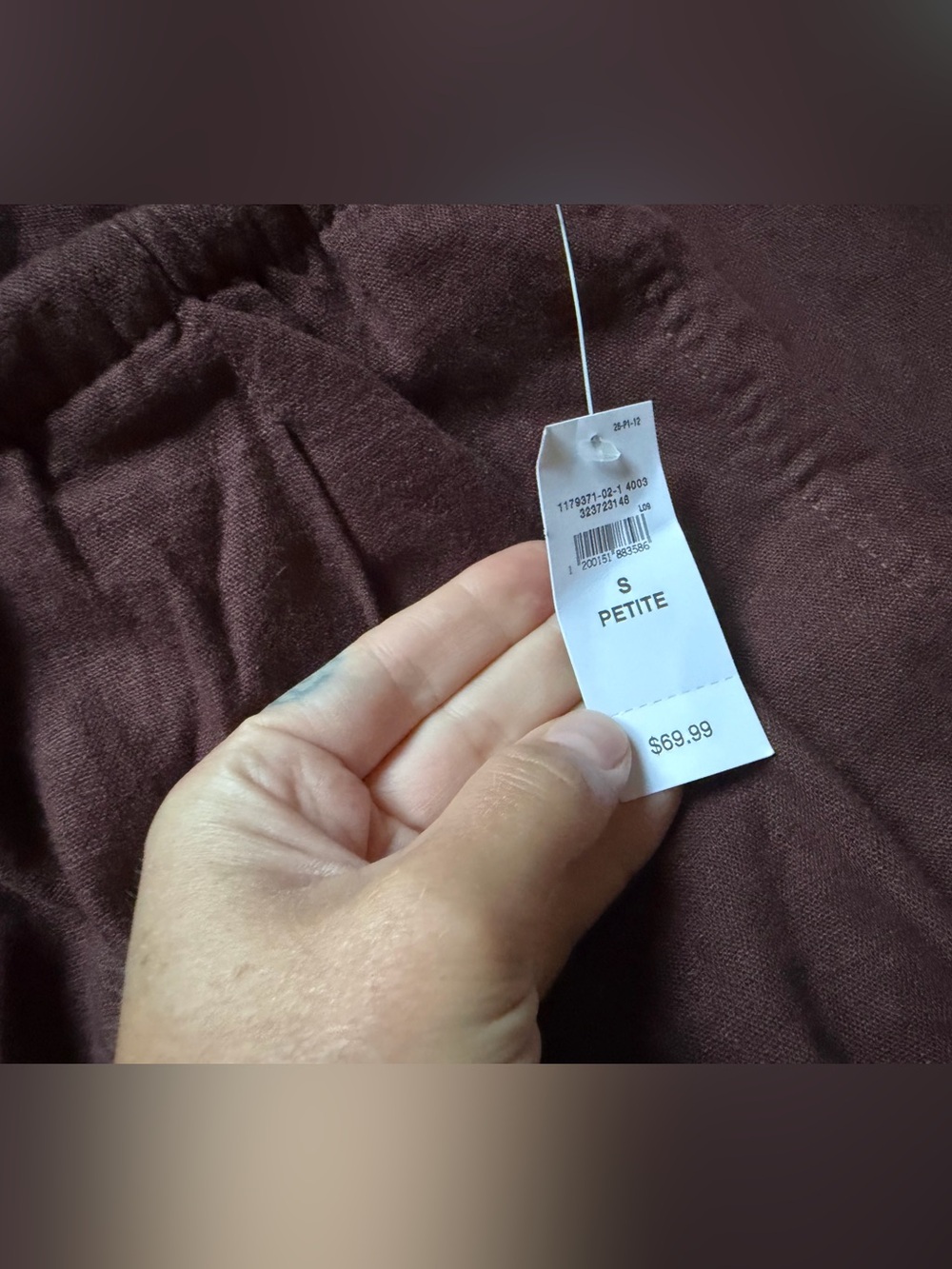 NWT Gap Factory Mid Rise Pull-On Linen-Blend Barrel Pants - Picture 4 of 4